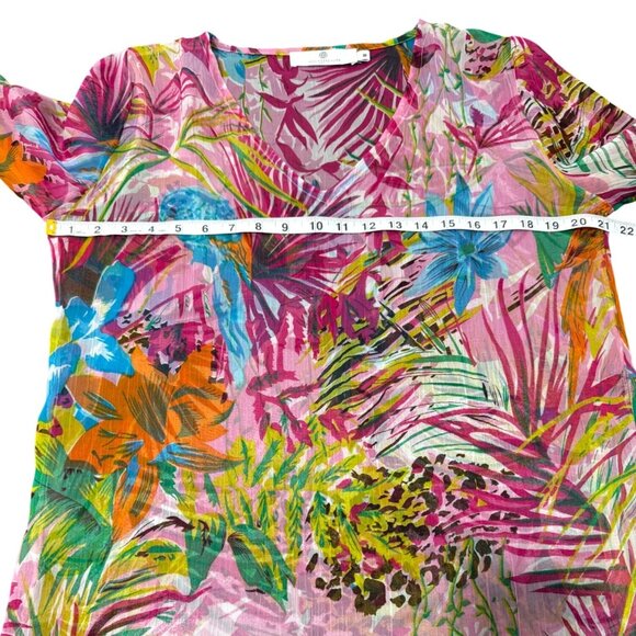 Jean-Pierre Klifa Paris Women's Sheer Dress Tunic Cover Up Tropical Size M - Picture 5 of 6